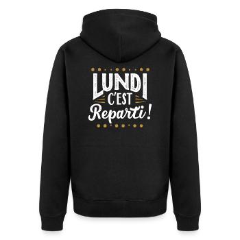 Lundi c'est reparti ! - Veste à capuche bio Premium Unisexe - noir - Dos - Nico (187cm)