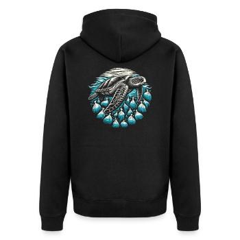 Tortue pollution - Veste à capuche bio Premium Unisexe - noir - Dos - Nico (187cm)