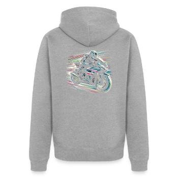 Motard - Veste à capuche bio Premium Unisexe - gris chiné - Dos - Nico (187cm)