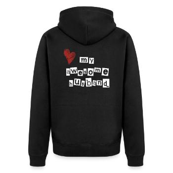 Love my awesome husband - Unisex Premium Organic Zip Hoodie - black - Back - Nico (187cm)
