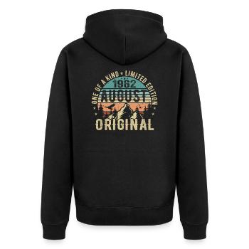 August 1962 - Born in August 1962 - Birthday - Unisex Premium Organic Zip Hoodie - black - Back - Nico (187cm)