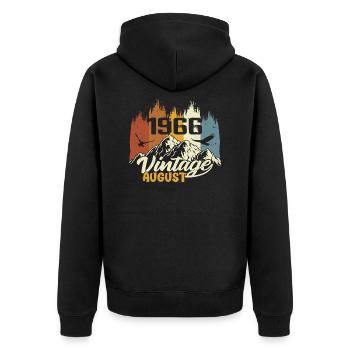 Legendär Seit August 1966 Geburtstag Geschenk 1966 - Unisex Premium Bio Zip Hoodie - Schwarz - Hinten - Nico (187cm)