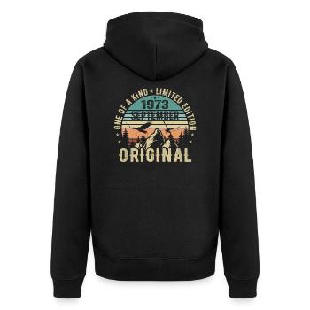 September 1973 Birthday - Legend since September - Unisex Premium Organic Zip Hoodie - black - Back - Nico (187cm)