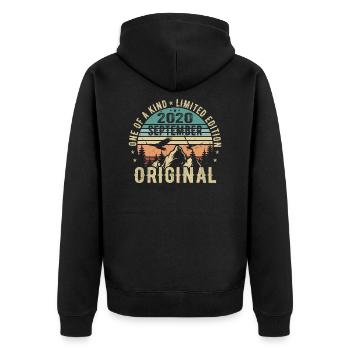 September 2020 Geburtstag - Legende Seit September - Unisex Premium Bio Zip Hoodie - Schwarz - Hinten - Nico (187cm)