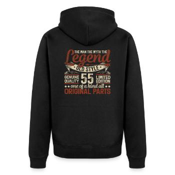 55 Jahre alt, Legenden 1969 Jahrgang 1969 Jubiläum - Unisex Premium Bio Zip Hoodie - Schwarz - Hinten - Nico (187cm)