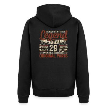 29 Jahre alt, Legenden 1995 Jahrgang 1995 Jubiläum - Unisex Premium Bio Zip Hoodie - Schwarz - Hinten - Nico (187cm)