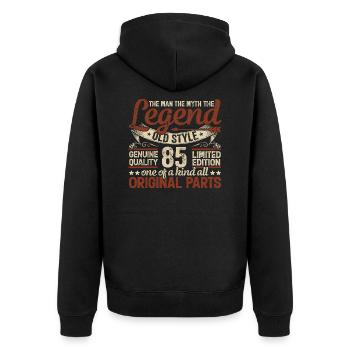 85 Jahre alt, Legenden 1939 Jahrgang 1939 Jubiläum - Unisex Premium Bio Zip Hoodie - Schwarz - Hinten - Nico (187cm)