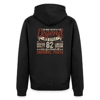 82 Jahre alt, Legenden 1942 Jahrgang 1942 Jubiläum - Unisex Premium Bio Zip Hoodie - Schwarz - Hinten - Nico (187cm)