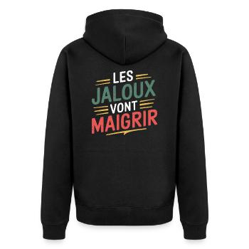 Les jaloux vont maigrir - Veste à capuche bio Premium Unisexe - noir - Dos - Nico (187cm)