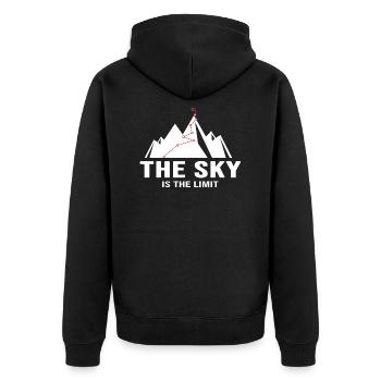 bergwandern via ferrata berggipfel alpin - Unisex Premium Bio Zip Hoodie - Schwarz - Hinten - Nico (187cm)