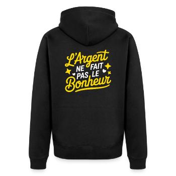 L'argent ne fait pas le bonheur - Veste à capuche bio Premium Unisexe - noir - Dos - Nico (187cm)