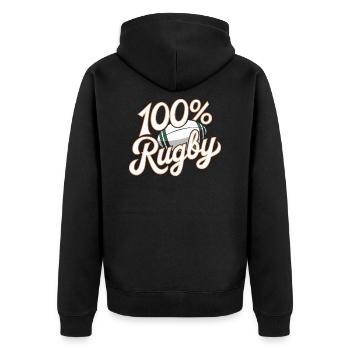 100% rugby - Veste à capuche bio Premium Unisexe - noir - Dos - Nico (187cm)