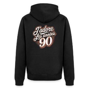 J'adore les années 90 - Veste à capuche bio Premium Unisexe - noir - Dos - Nico (187cm)