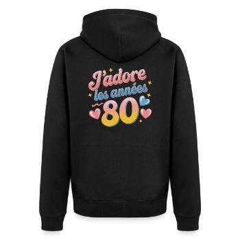 J'adore les années 80 - Veste à capuche bio Premium Unisexe - noir - Dos - Nico (187cm)