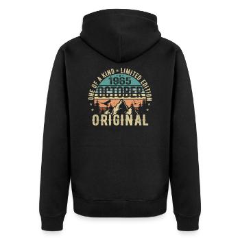 October 1965 Birthday Gift - October 1965 - Unisex Premium Organic Zip Hoodie - black - Back - Nico (187cm)