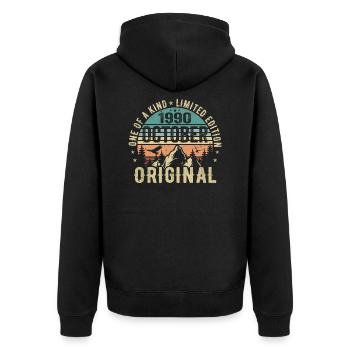October 1990 Birthday Gift - October 1990 - Unisex Premium Organic Zip Hoodie - black - Back - Nico (187cm)