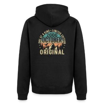 October 2000 Birthday Gift - October 2000 - Unisex Premium Organic Zip Hoodie - black - Back - Nico (187cm)