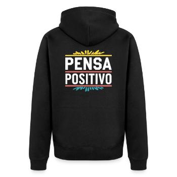 Pensa positivo - Veste à capuche bio Premium Unisexe - noir - Dos - Nico (187cm)