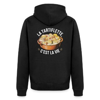 La tartiflette, c'est la vie - Veste à capuche bio Premium Unisexe - noir - Dos - Nico (187cm)