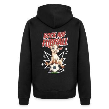 Bock Auf Fußball Lustig Humor Wortwitz Fußballer - Unisex Premium Bio Zip Hoodie - Schwarz - Hinten - Nico (187cm)