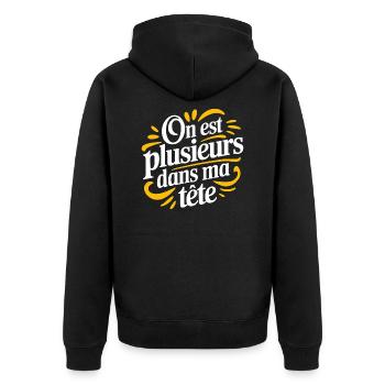 On est plusieurs dans ma tête - Veste à capuche bio Premium Unisexe - noir - Dos - Nico (187cm)
