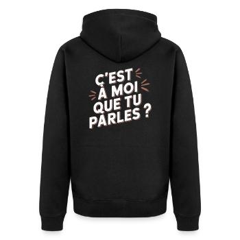 C'est à moi que tu parles ? - Veste à capuche bio Premium Unisexe - noir - Dos - Nico (187cm)