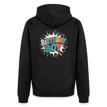 Birthday Boy - Unisex Premium Organic Zip Hoodie - black - Back - Nico (187cm)