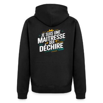 Je suis une maîtresse qui déchire - Veste à capuche bio Premium Unisexe - noir - Dos - Nico (187cm)