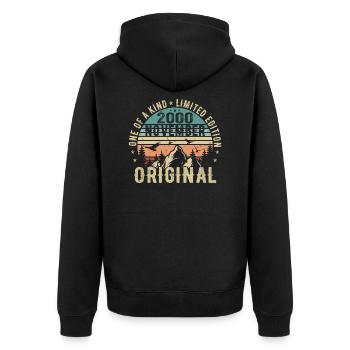 November 2000 Birthday Gift - November 2000 - Unisex Premium Organic Zip Hoodie - black - Back - Nico (187cm)