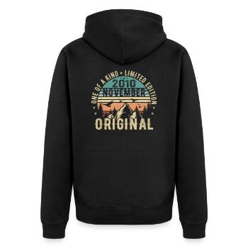 November 2010 Birthday Gift - November 2010 - Unisex Premium Organic Zip Hoodie - black - Back - Nico (187cm)