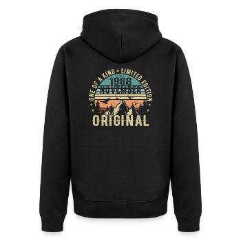 November 1988 Birthday Gift - November 1988 - Unisex Premium Organic Zip Hoodie - black - Back - Nico (187cm)