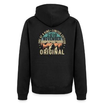 November 2019 Birthday Gift - November 2019 - Unisex Premium Organic Zip Hoodie - black - Back - Nico (187cm)