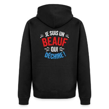 Je suis un beauf qui déchire - Veste à capuche bio Premium Unisexe - noir - Dos - Nico (187cm)