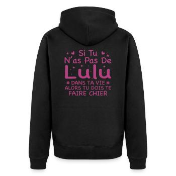 Wenn du kein Lulu Geschenk in deinem Leben hast - Unisex Premium Bio Zip Hoodie - Schwarz - Hinten - Nico (187cm)