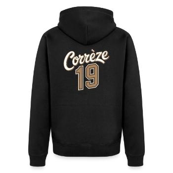 Corrèze 19 - Veste à capuche bio Premium Unisexe - noir - Dos - Nico (187cm)