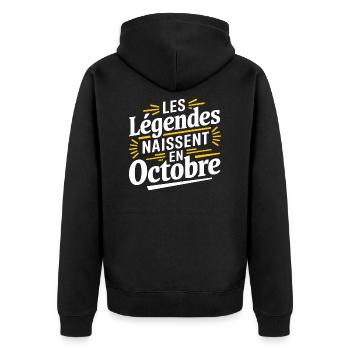 Les légendes naissent en octobre - Veste à capuche bio Premium Unisexe - noir - Dos - Nico (187cm)