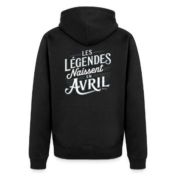 Les légendes naissent en avril - Veste à capuche bio Premium Unisexe - noir - Dos - Nico (187cm)