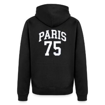 Paris 75 - Veste à capuche bio Premium Unisexe - noir - Dos - Nico (187cm)