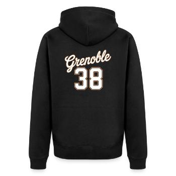 Grenoble 38 - Veste à capuche bio Premium Unisexe - noir - Dos - Nico (187cm)