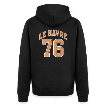 Le Havre 76 - Veste à capuche bio Premium Unisexe - noir - Dos - Nico (187cm)