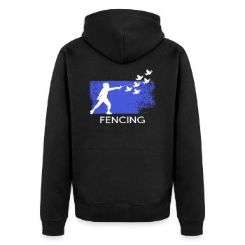 fencing fencing foil epee sport fencing - Unisex Premium Organic Zip Hoodie - black - Back - Nico (187cm)
