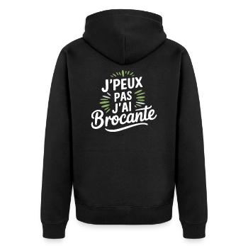 J'peux pas, j'ai brocante - Veste à capuche bio Premium Unisexe - noir - Dos - Nico (187cm)
