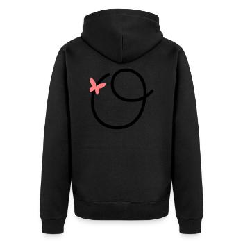 Letter O Butterfly Letter - Unisex Premium Organic Zip Hoodie - black - Back - Nico (187cm)