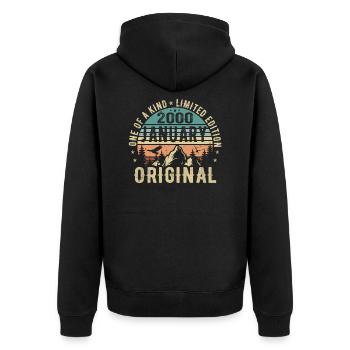 Birthday Gift January 2000 - January 2000 - Unisex Premium Organic Zip Hoodie - black - Back - Nico (187cm)
