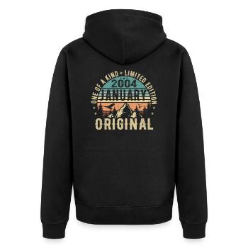 Birthday Gift January 2004 - January 2004 - Unisex Premium Organic Zip Hoodie - black - Back - Nico (187cm)