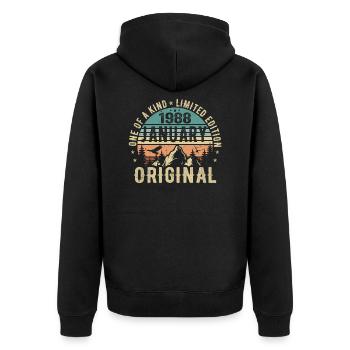 Birthday Gift January 1988 - January 1988 - Unisex Premium Organic Zip Hoodie - black - Back - Nico (187cm)