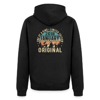 Birthday Gift January 2018 - January 2018 - Unisex Premium Organic Zip Hoodie - black - Back - Nico (187cm)