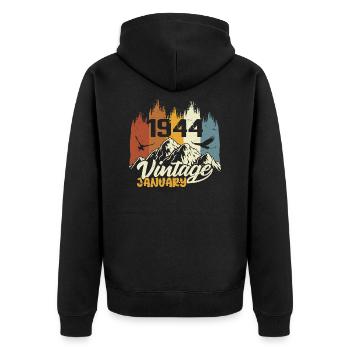 Anniversaire janvier 1944 - Cadeau janvier 1944 - Veste à capuche bio Premium Unisexe - noir - Dos - Nico (187cm)