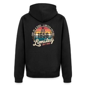 Geburtstagsgeschenk 1956 Jahrgang 1956 Retro 1956 - Unisex Premium Bio Zip Hoodie - Schwarz - Hinten - Nico (187cm)
