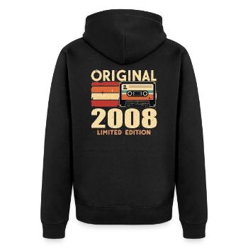 Anniversaire 2008 - Légendaire depuis 2008 Cadeau 2008 - Veste à capuche bio Premium Unisexe - noir - Dos - Nico (187cm)